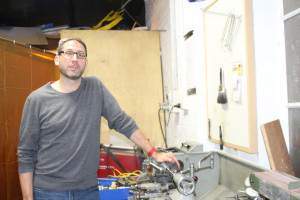 At the lathe, Andrew is enjoying learning more traditional machine shop skills that he missed out on at school to make a scribe that can etch plastic, a far better alternative than a permanent marker.